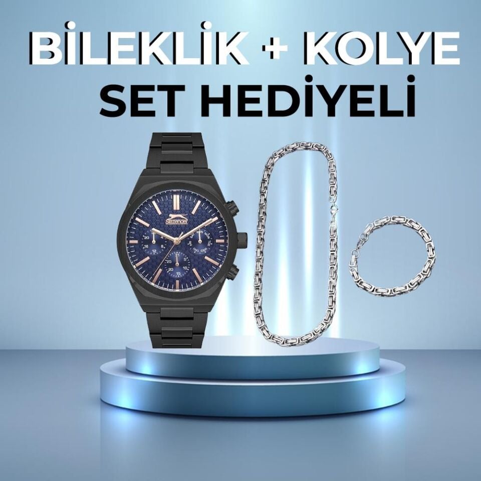 Slazenger SL.09.2137.2.03 Çelik Siyah 44 mm Erkek Kol Saati