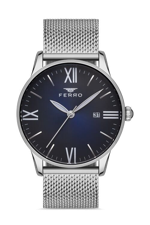 Ferro 43 mm Gümüş Hasır Kordon Erkek Kol Saati F11182C-A3 F11182C-A3