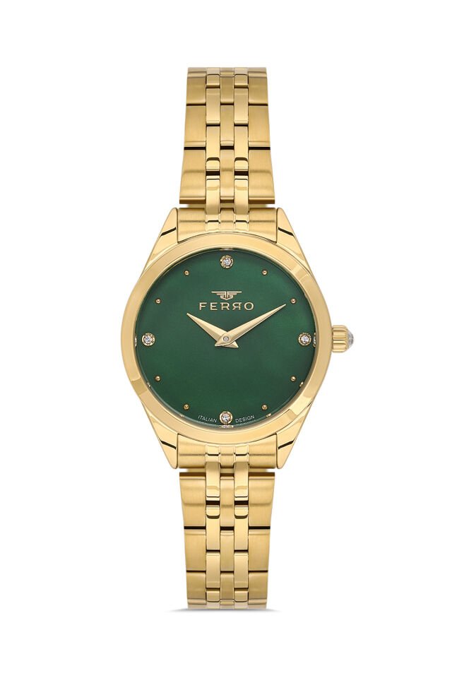 Ferro Sarı Çelik Kordon Kadın Kol Saati FL40141A-B6 3ATM Su Geçirmez 2 Yıl Garantili HediyePaketli