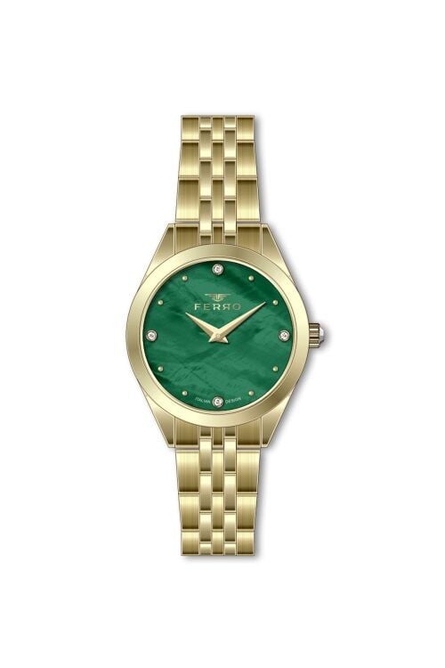 Ferro Sarı Çelik Kordon Kadın Kol Saati FL40141A-B6 3ATM Su Geçirmez 2 Yıl Garantili HediyePaketli