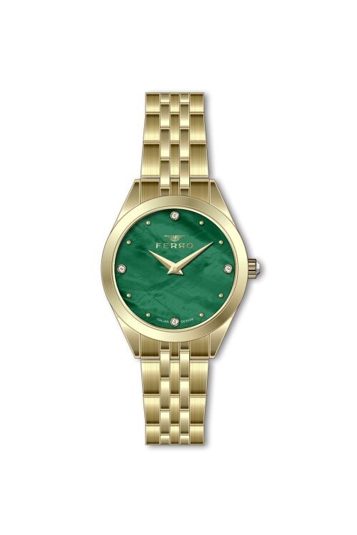 Ferro Sarı Çelik Kordon Kadın Kol Saati FL40141A-B6 3ATM Su Geçirmez 2 Yıl Garantili HediyePaketli