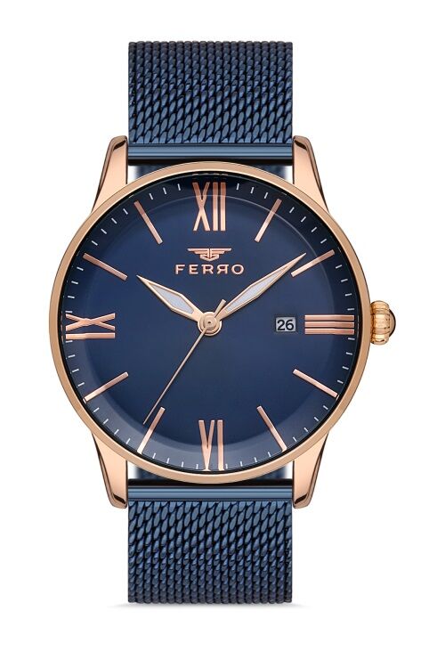 Ferro 43 mm Lacivert Hasır Kordon Erkek Kol Saati F11182C-T F11182C-T