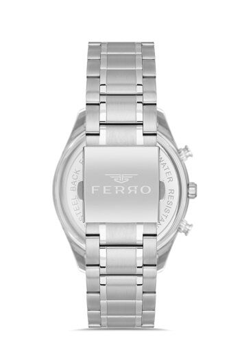 Ferro FM31454A-A3 Quartz Çelik Gri Lacivert Kadran 44 mm Erkek Kol Saati