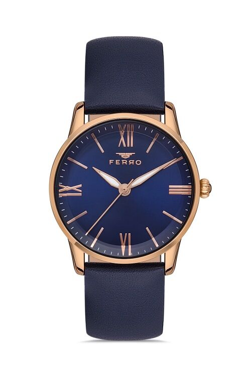 Ferro 34 mm Lacivert Deri Kordon Kadın Kol Saati F21182B-T F21182B-T