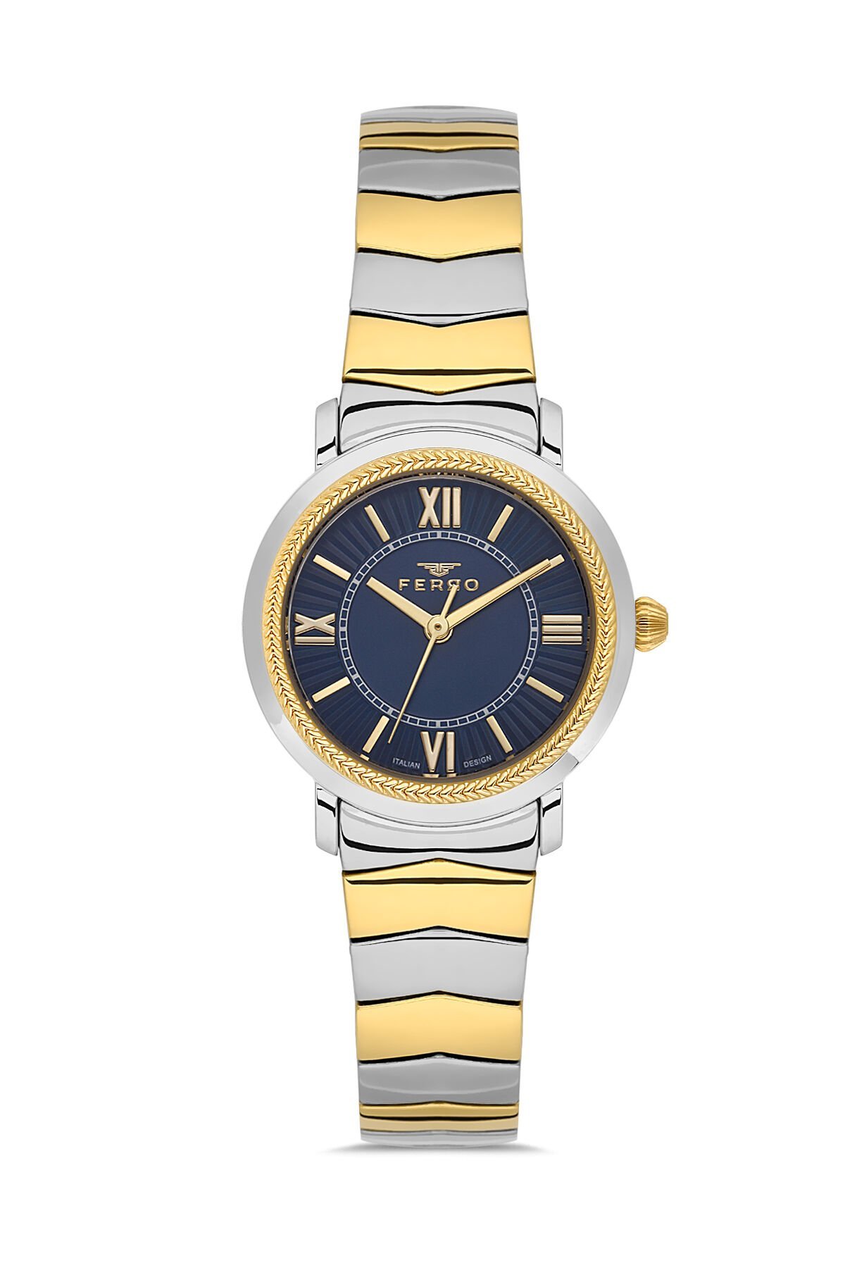 Ferro Sarı ve Gümüş Çelik Kordon Kadın Kol Saati FL43009A-D3 3ATM Su Geçirmez 2 Yıl Garantili