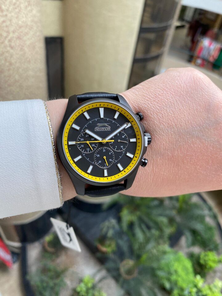 Slazenger SL.09.2134.2.02 Deri Siyah 44 mm Erkek Kol Saati