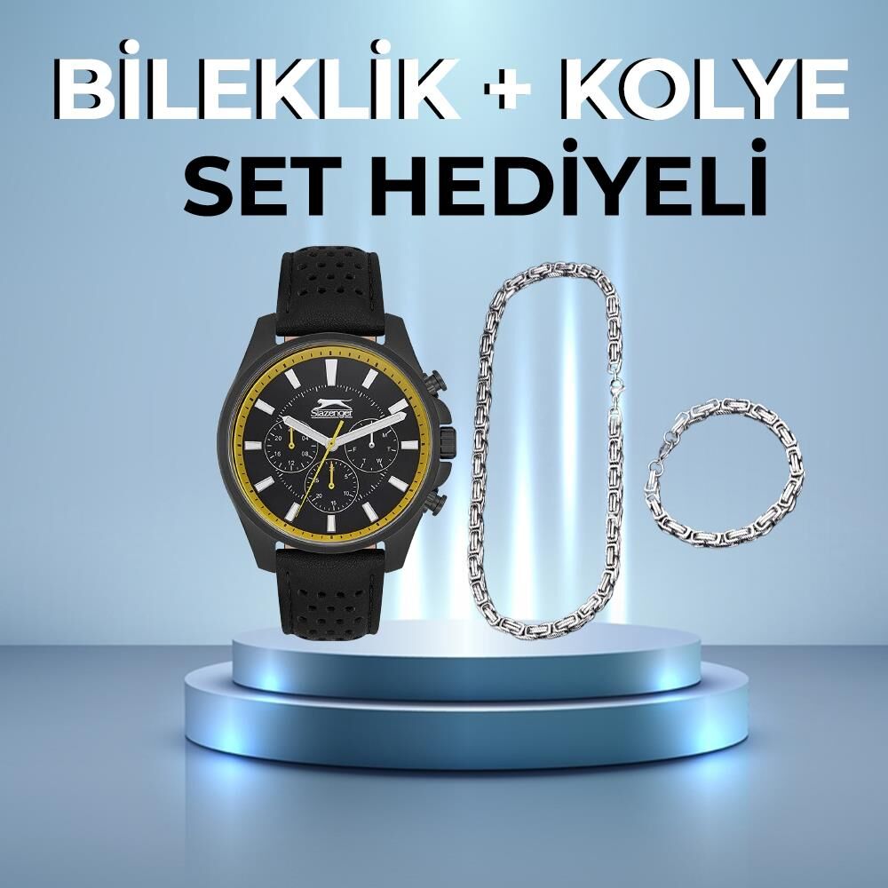 Slazenger SL.09.2134.2.02 Deri Siyah 44 mm Erkek Kol Saati
