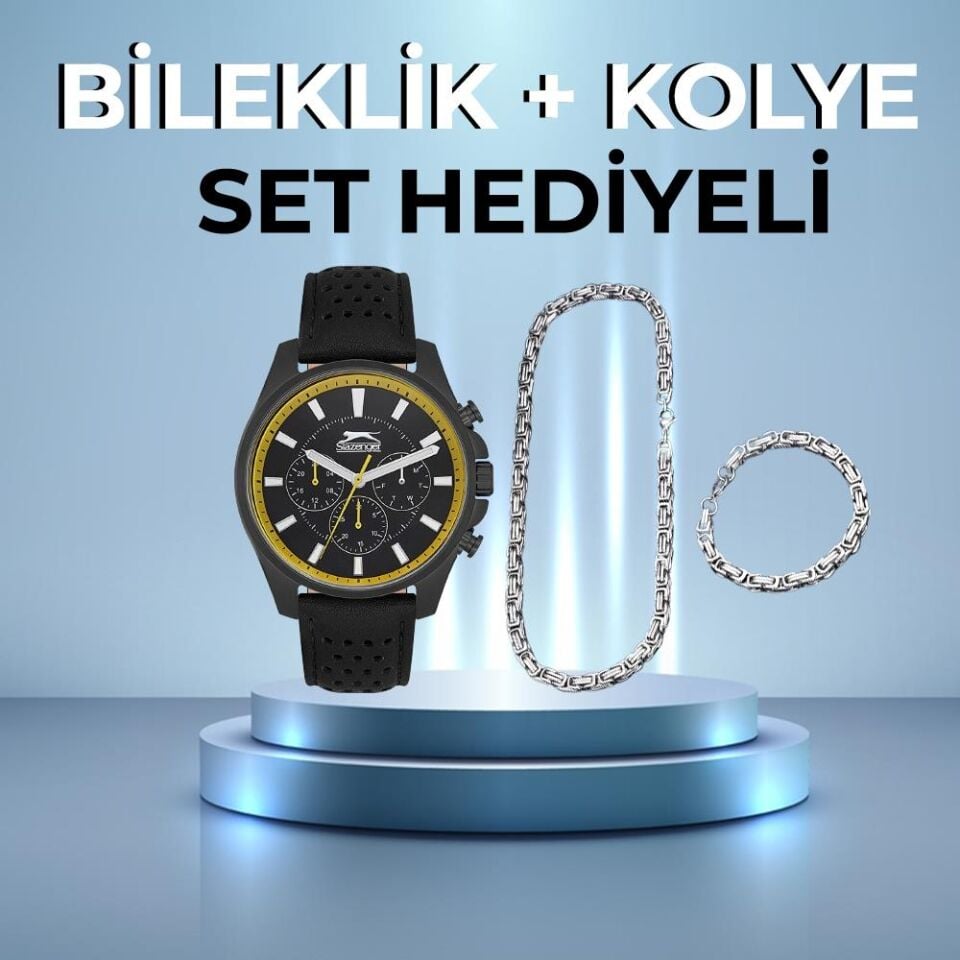Slazenger SL.09.2134.2.02 Deri Siyah 44 mm Erkek Kol Saati