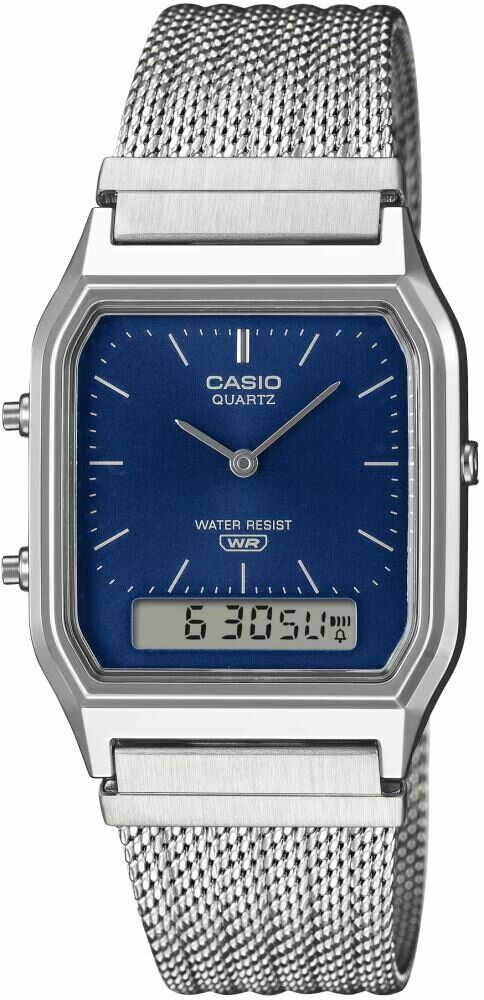 Casio AQ-230EM-2ADF RETRO Quartz Hasır Gri Lacivert Kadran 30 mm Erkek Kol Saati