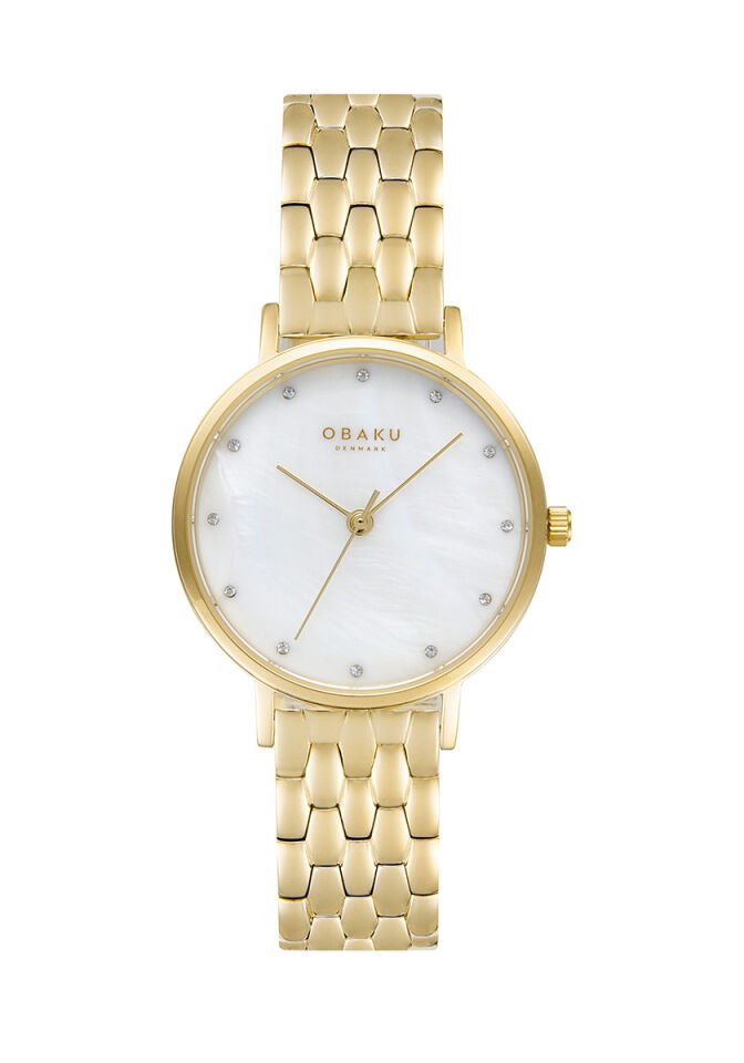 Obaku Denmar V248LXGWSG Çelik Altın Kristal Cam 34 mm Kadın Kol Saati