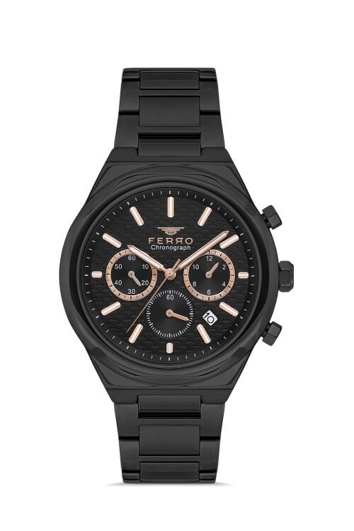 Ferro FM31458A-G Quartz Çelik Siyah 44 mm Fonksiyonları Aktif Erkek Kol Saati