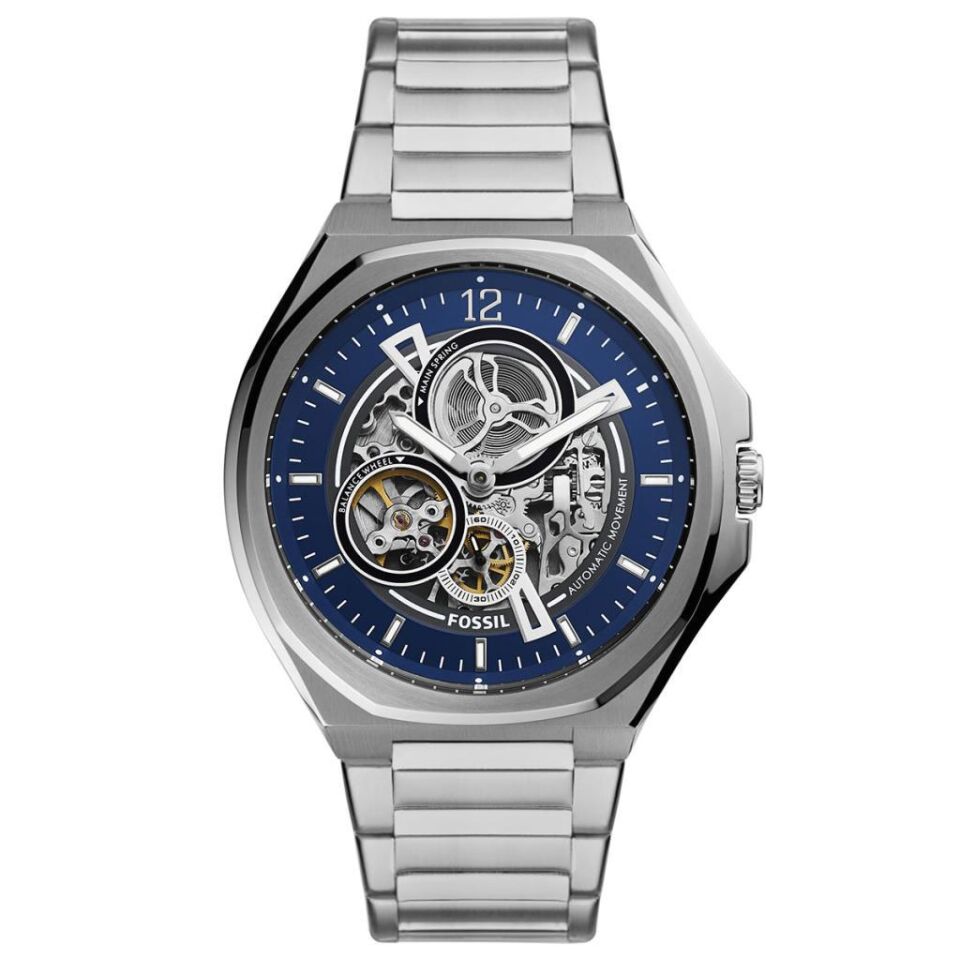Fossil FBQ2620 Otomatik  Çelik Gri Mavi Kadran 45 mm Erkek Kol Saati