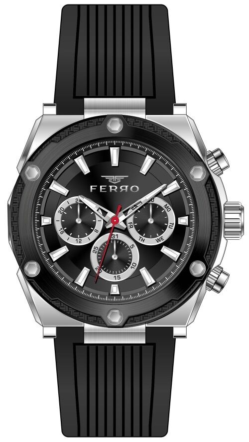 Ferro FM31396D-J2 Quartz Silikon Siyah 48 mm Fonksiyonları Aktif Erkek Kol Saati