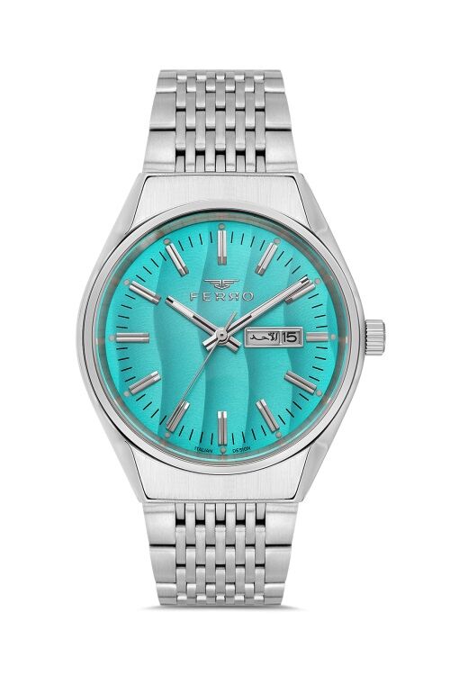 Ferro Gümüş Çelik Kordon Erkek Kol Saati FM43012A-A15 Tüm Fonksiyonlar Aktif 3 ATM Su Geçirmez