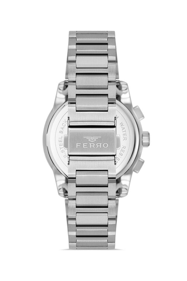 Ferro Gümüş Çelik Kordon Erkek Kol Saati FM11520A-J2 Fonksiyonları Aktif 3ATM Su Geçirmez