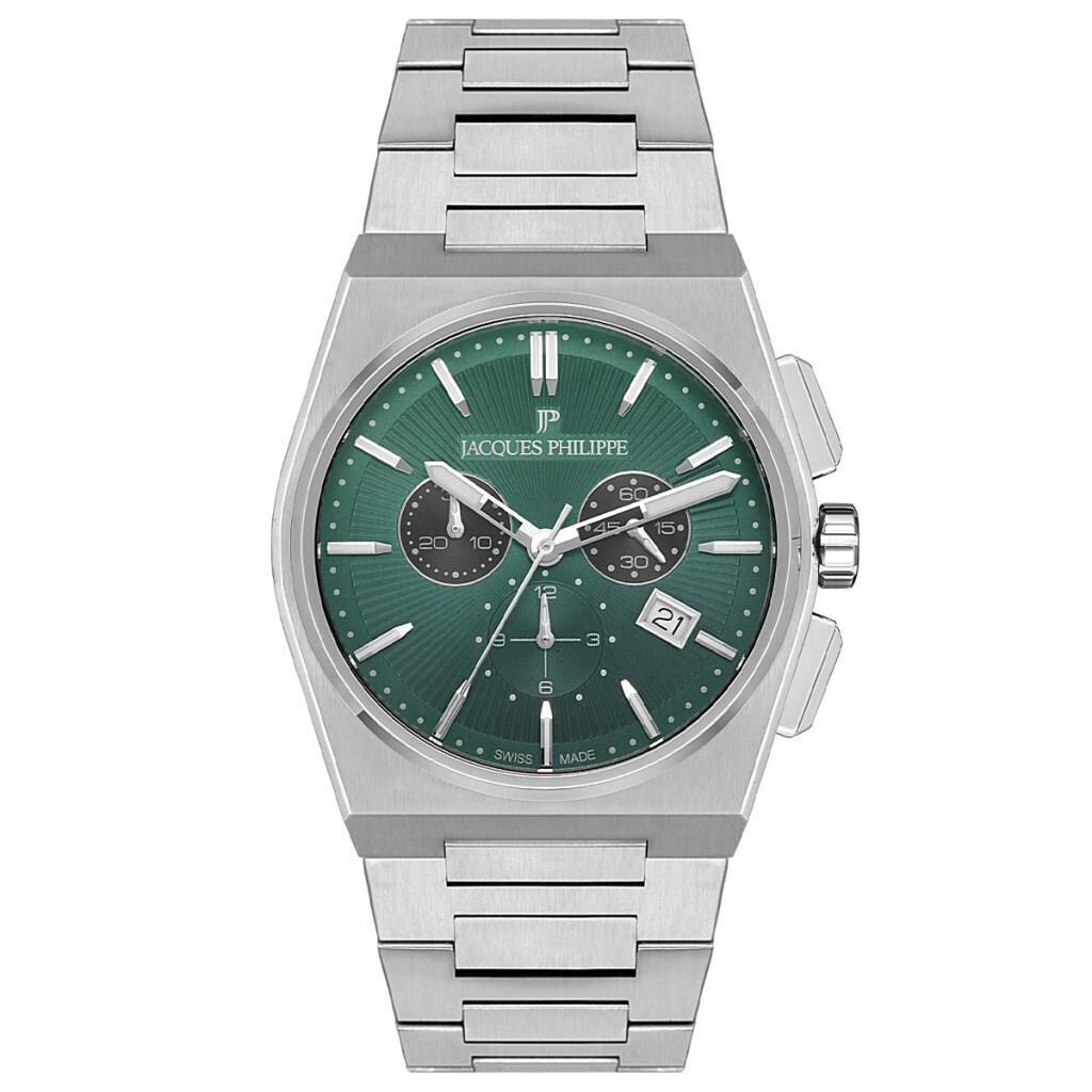 Jacques Philippe JPQGC4113X6 Swiss Made Safir Cam Çelik Gri 42 mm Erkek Kol Saati
