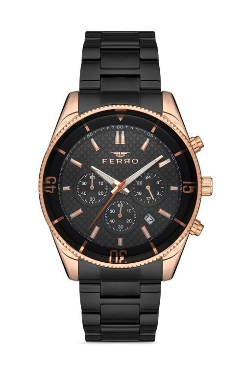 Ferro 44 mm Siyah Çelik Kordon Erkek Kol Saati FM31920A-R FM31920A-R