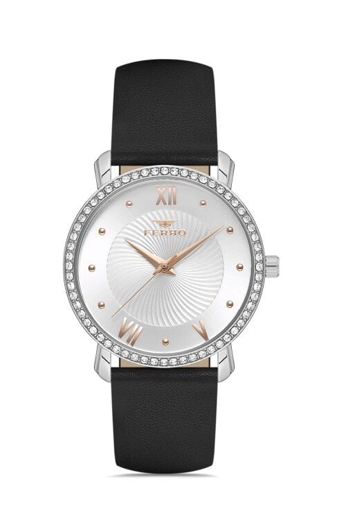 Ferro Siyah Deri Kordon Kadın Kol Saati FL21264B-A 3ATM Su Geçirmez 2 Yıl Garantili Hediye Paketli