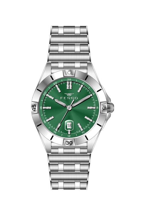 Ferro Gümüş Çelik Kordon Erkek Kol Saati FM43017A-A6 Tüm Fonksiyonlar Aktif 3 ATM Su Geçirmez
