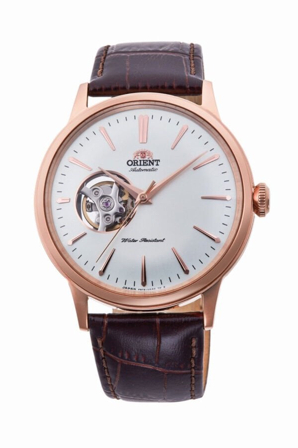 Orient Bambino RA-AG0001S30B Kurmalı Otomatik Deri Kahverengi Beyaz Kadran Open Heart 41 mm Erkek Kol Saati