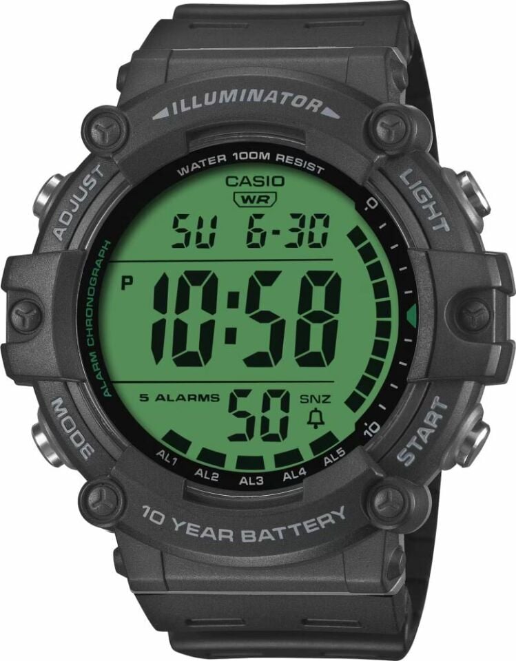 Casio AE-1500WHC-1AVDF Quartz Siyah Silikon Kordon Yeşil Kadran 51 mm Erkek Kol Saati