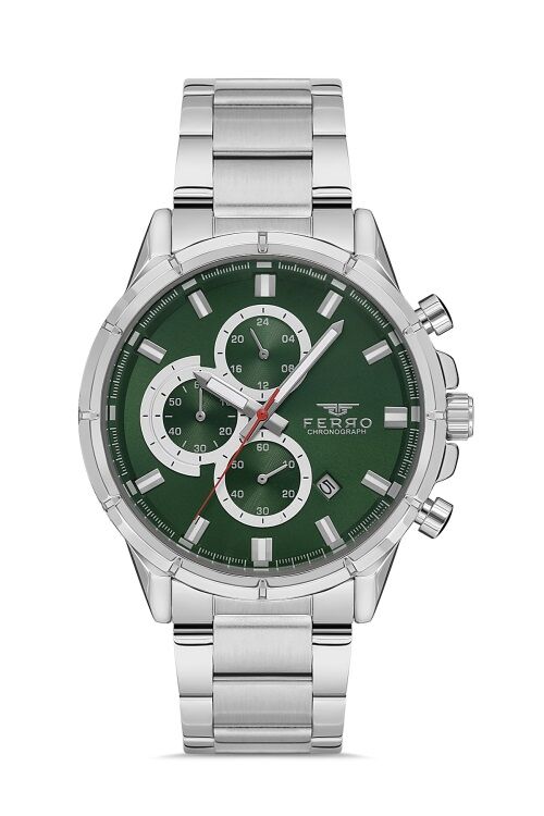 Ferro FM31461A-A6 Quartz Çelik Gri Yeşil Kadran 45 mm Fonksiyonları Aktif Erkek Kol Saati