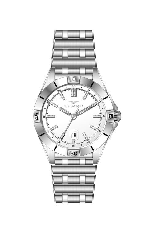 Ferro Gümüş Çelik Kordon Erkek Kol Saati FM43017A-A Tüm Fonksiyonlar Aktif 3 ATM Su Geçirmez