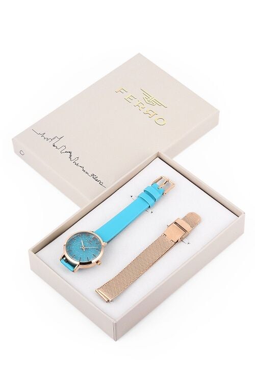 Ferro Turkuaz Deri Kordon Kadın Kol Saati F21195B-T3 F21195B-T3
