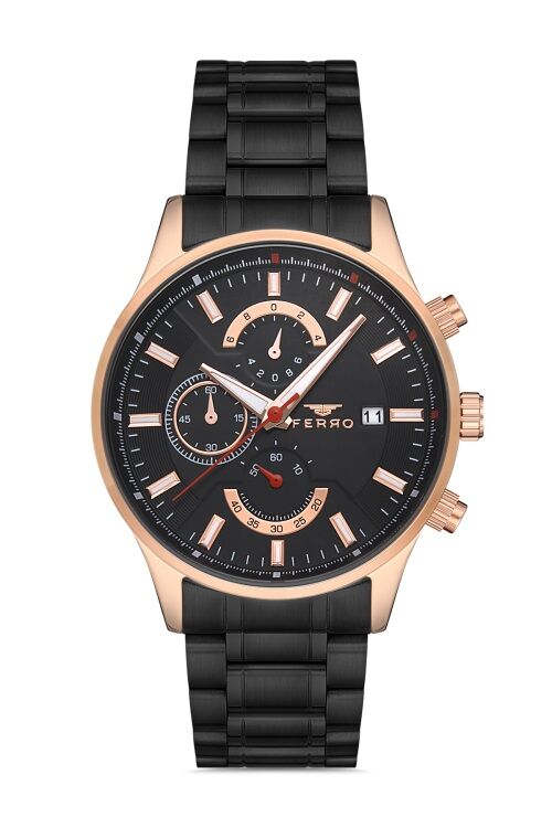 Ferro 44 mm Siyah Çelik Kordon Erkek Kol Saati FM31915A-R FM31915A-R
