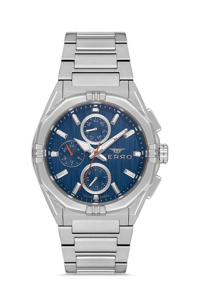 Ferro Gümüş Çelik Kordon Erkek Kol Saati FM40137A-A3 Tüm Fonksiyonlar Aktif 3 ATM Su Geçirmez