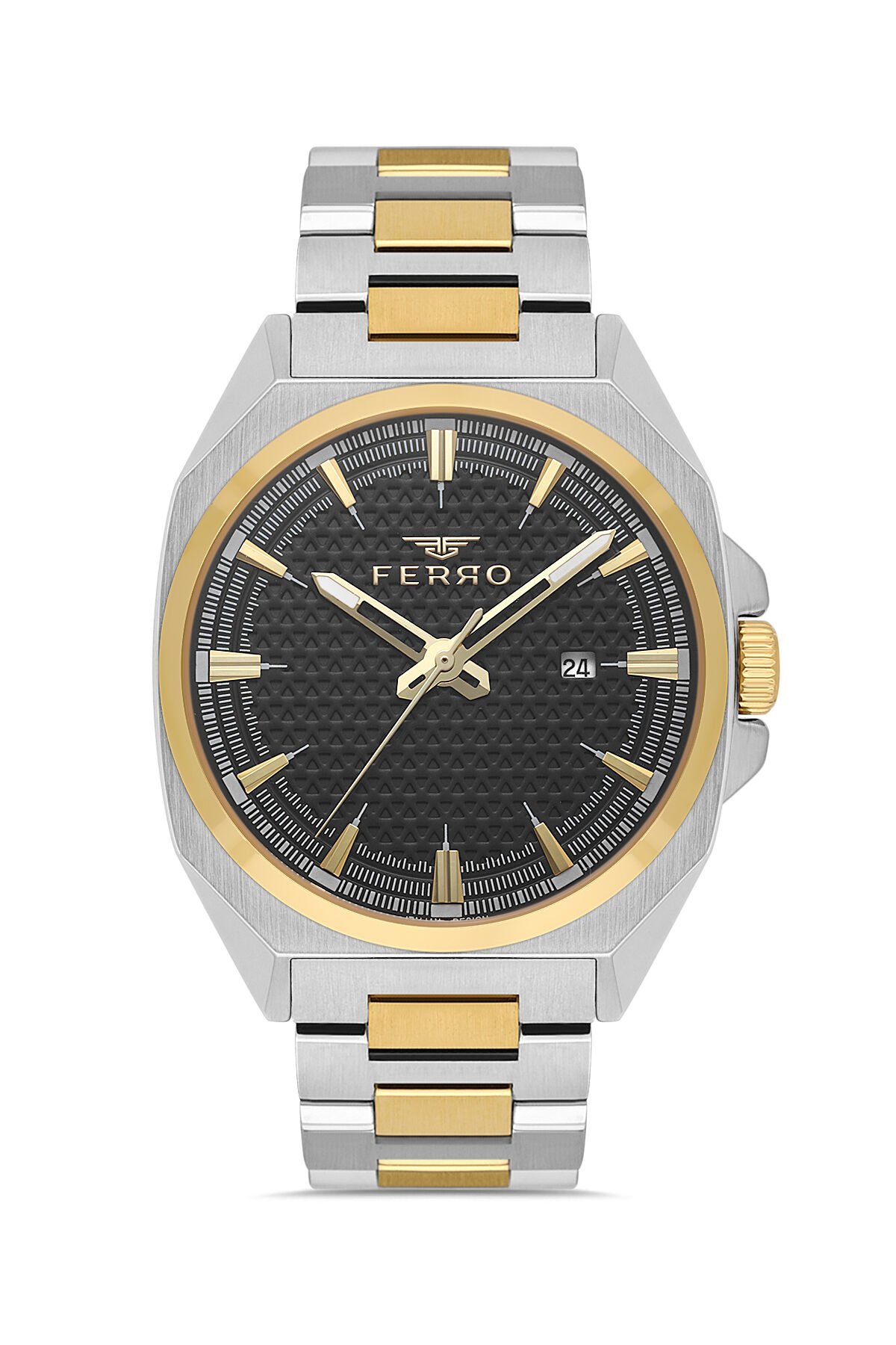 Ferro Sarı ve Gümüş Çelik Kordon Erkek Kol Saati FM43025A-D2 Tüm Fonksiyonlar Aktif 3ATM Su Geçirmez