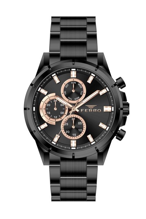 Ferro FM31461A-G Quartz Çelik Siyah 45 mm Fonksiyonları Aktif Erkek Kol Saati
