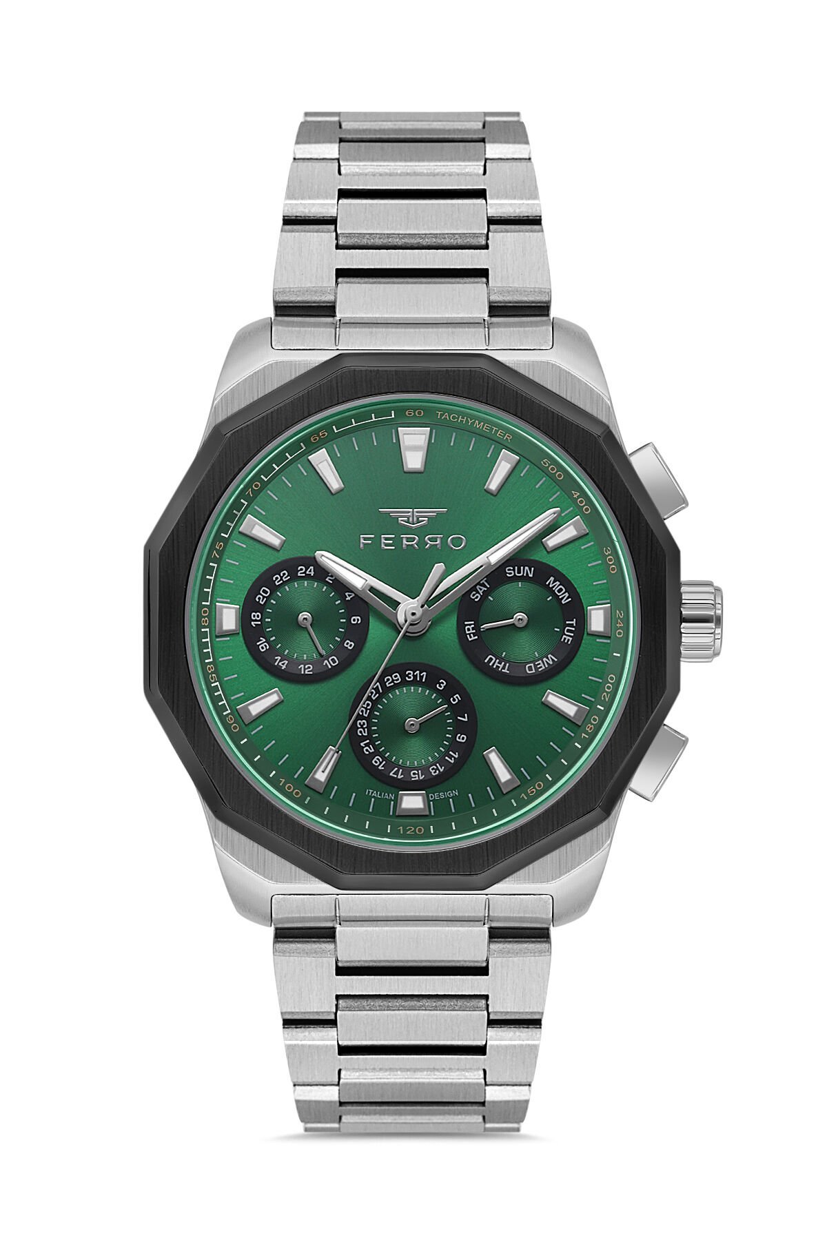 Ferro Gümüş Çelik Kordon Erkek Kol Saati FM11520AWT-J6 Fonksiyonları Aktif 3ATM Su Geçirmez