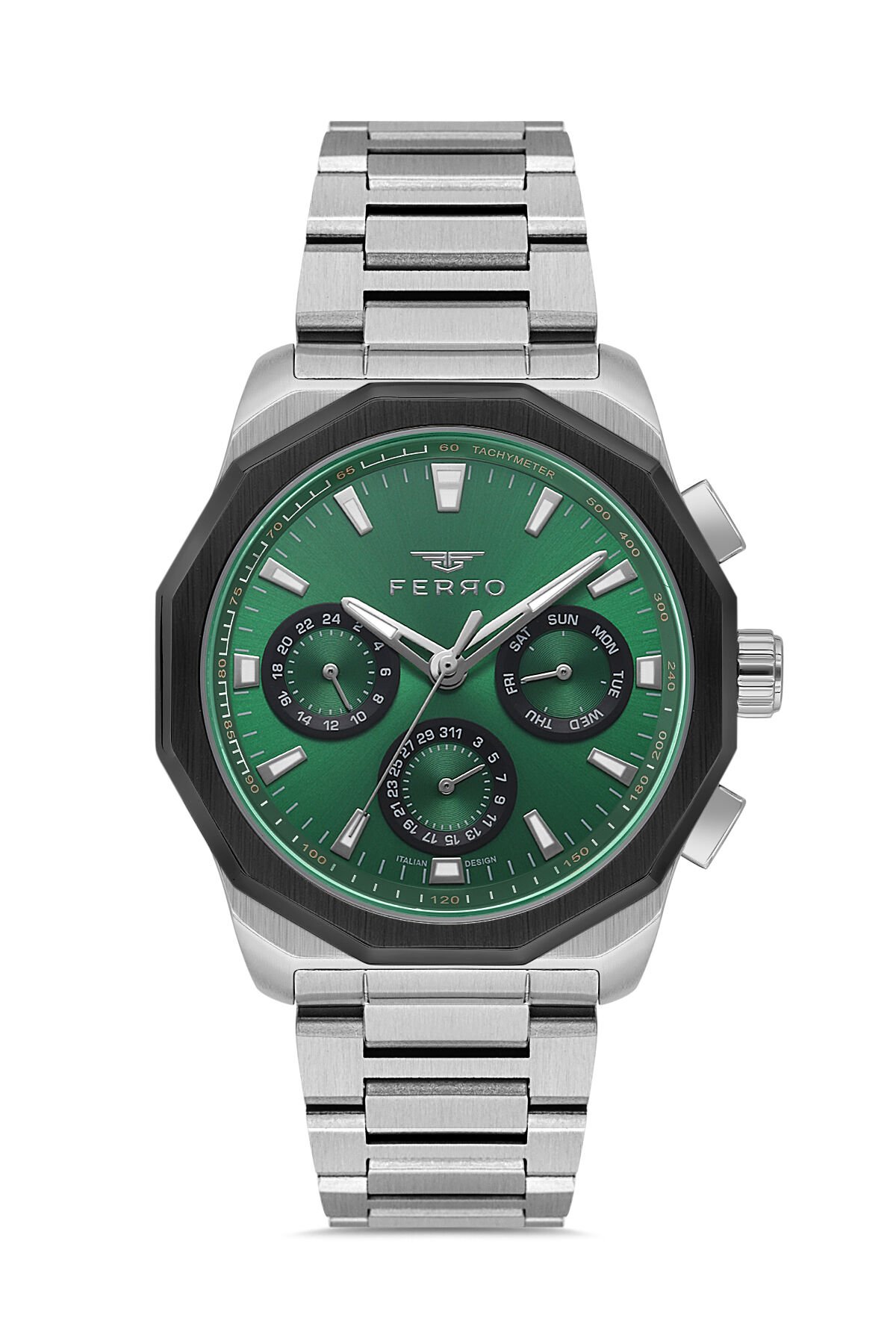 Ferro Gümüş Çelik Kordon Erkek Kol Saati FM11520AWT-J6 Fonksiyonları Aktif 3ATM Su Geçirmez