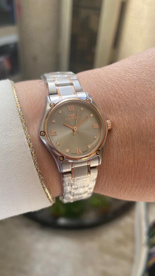 Ferro Quartz Çelik Rose/Gri 30 mm Kadın Kol Saati