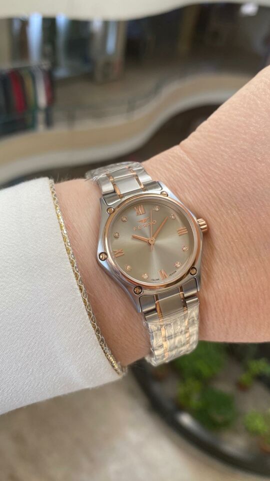 Ferro Quartz Çelik Rose/Gri 30 mm Kadın Kol Saati