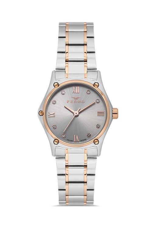 Ferro Quartz Çelik Rose/Gri 30 mm Kadın Kol Saati