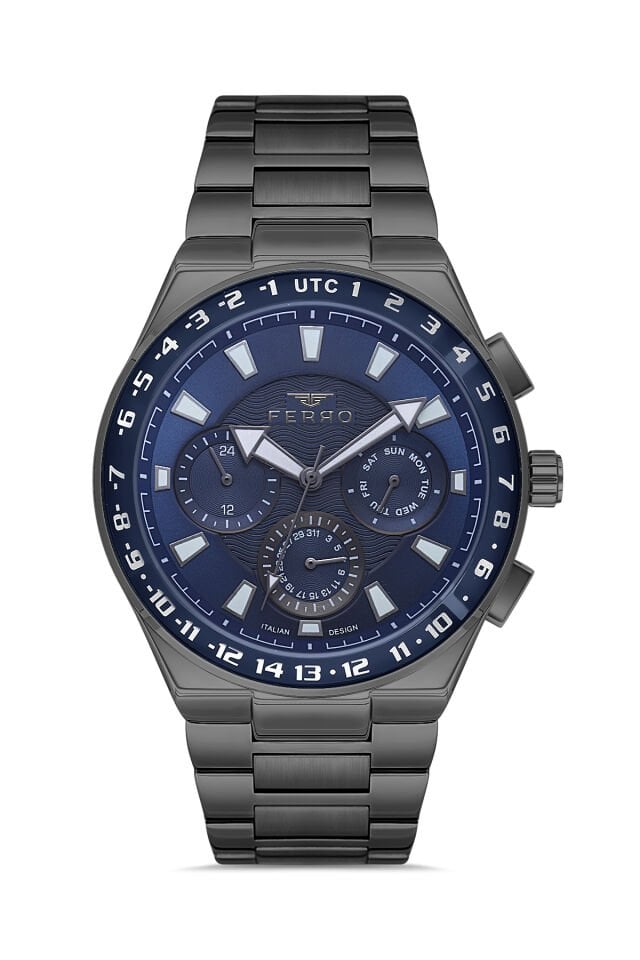 Ferro Gri Çelik Kordon Erkek Kol Saati FM11594AWT-G3 Fonksiyonları Aktif 3 ATM Su Geçirmez