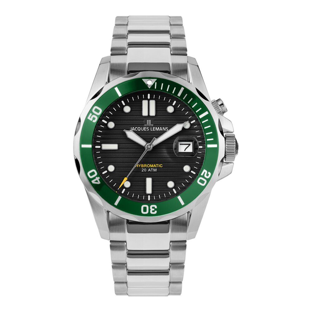 Jacquues Lemans Hybromatic 1-2170K Kinetik Çelik Gri Siyah Kadran 20 ATM 41 mm Erkek Kol Saati