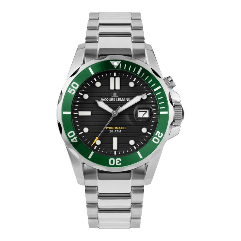 Jacquues Lemans Hybromatic 1-2170K Kinetik Çelik Gri Siyah Kadran 20 ATM 41 mm Erkek Kol Saati