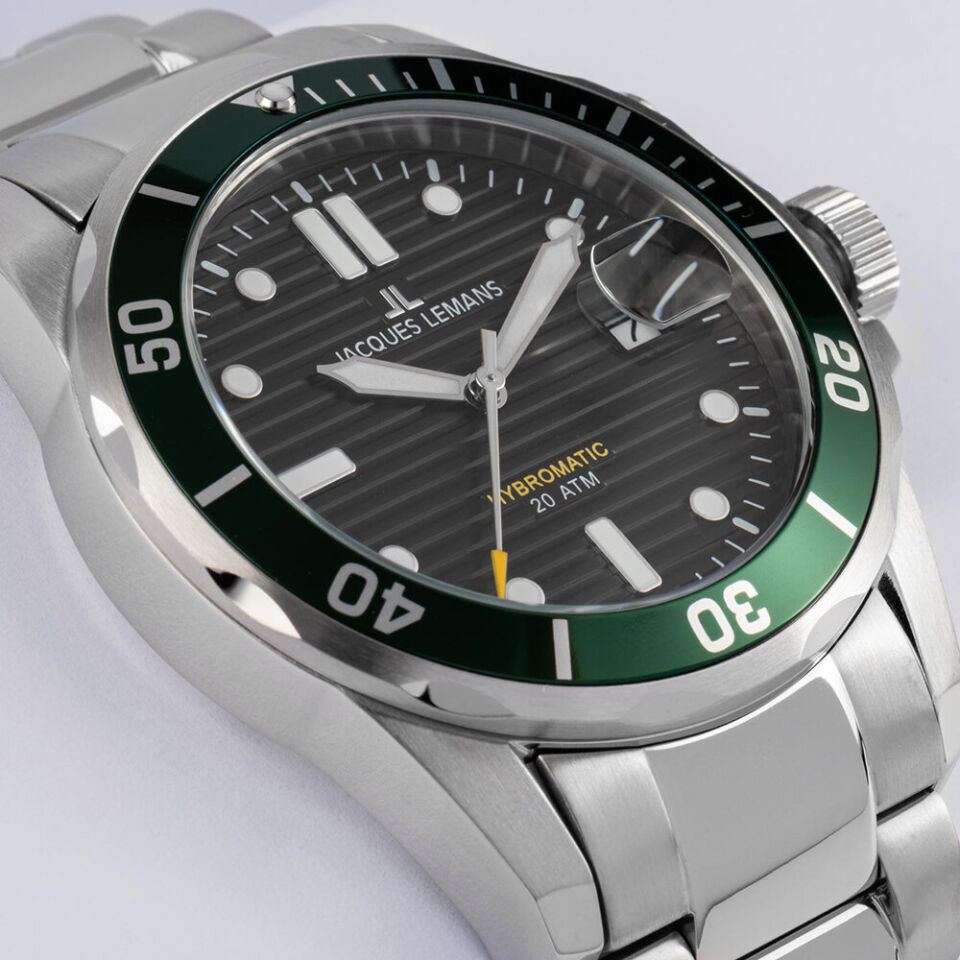 Jacquues Lemans Hybromatic 1-2170K Kinetik Çelik Gri Siyah Kadran 20 ATM 41 mm Erkek Kol Saati