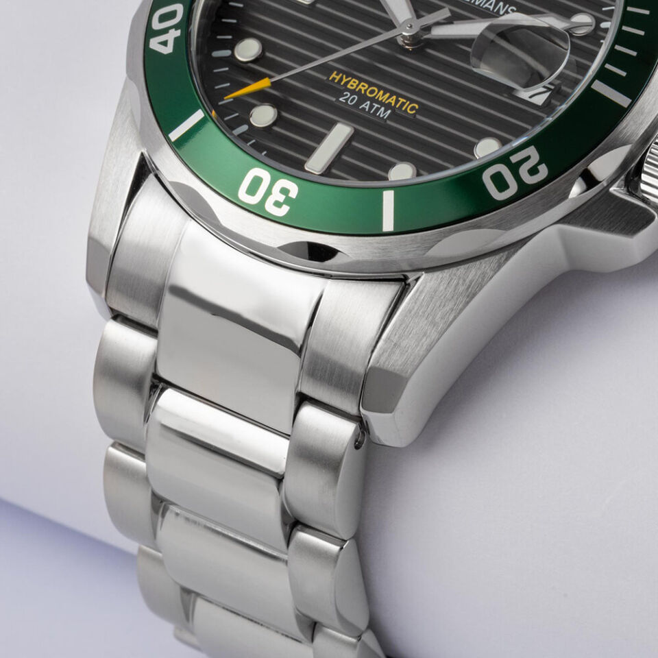 Jacquues Lemans Hybromatic 1-2170K Kinetik Çelik Gri Siyah Kadran 20 ATM 41 mm Erkek Kol Saati