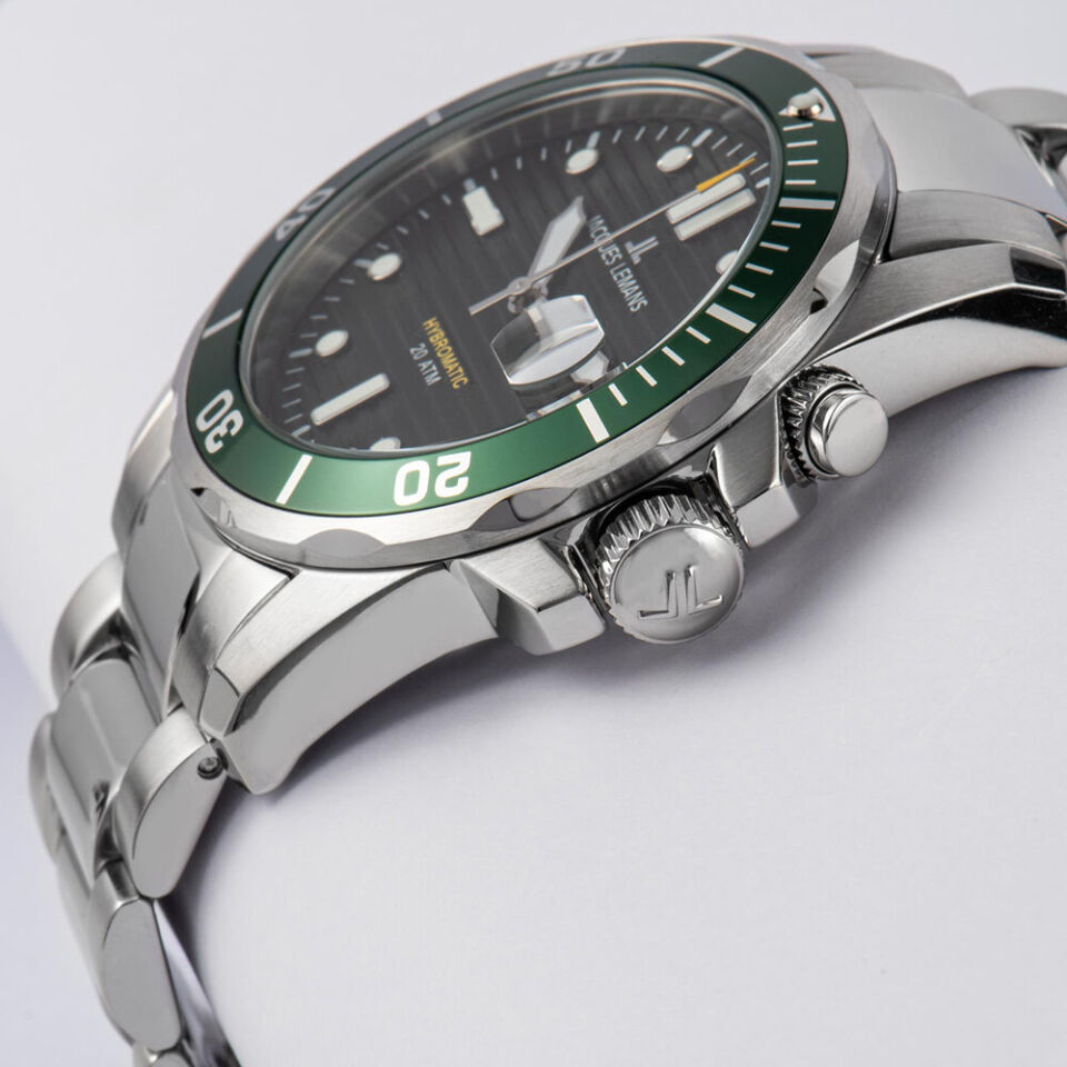 Jacquues Lemans Hybromatic 1-2170K Kinetik Çelik Gri Siyah Kadran 20 ATM 41 mm Erkek Kol Saati