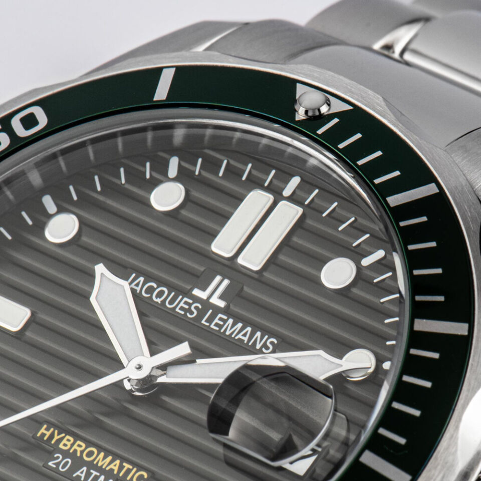 Jacquues Lemans Hybromatic 1-2170K Kinetik Çelik Gri Siyah Kadran 20 ATM 41 mm Erkek Kol Saati