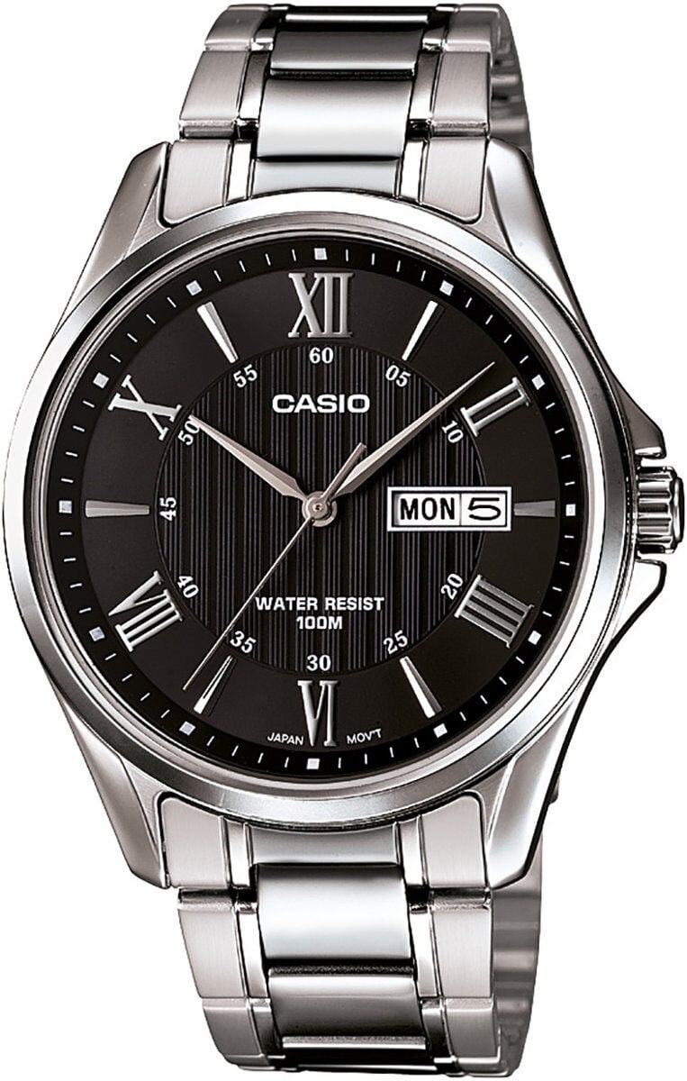 Casio MTP-1384D-1AVDF Quartz Çelik Gri Siyah Kadran 10 ATM 41 mm Erkek Kol Saati