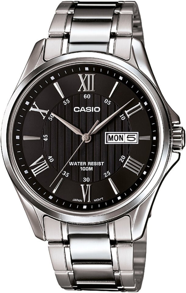 Casio MTP-1384D-1AVDF Quartz Çelik Gri Siyah Kadran 10 ATM 41 mm Erkek Kol Saati