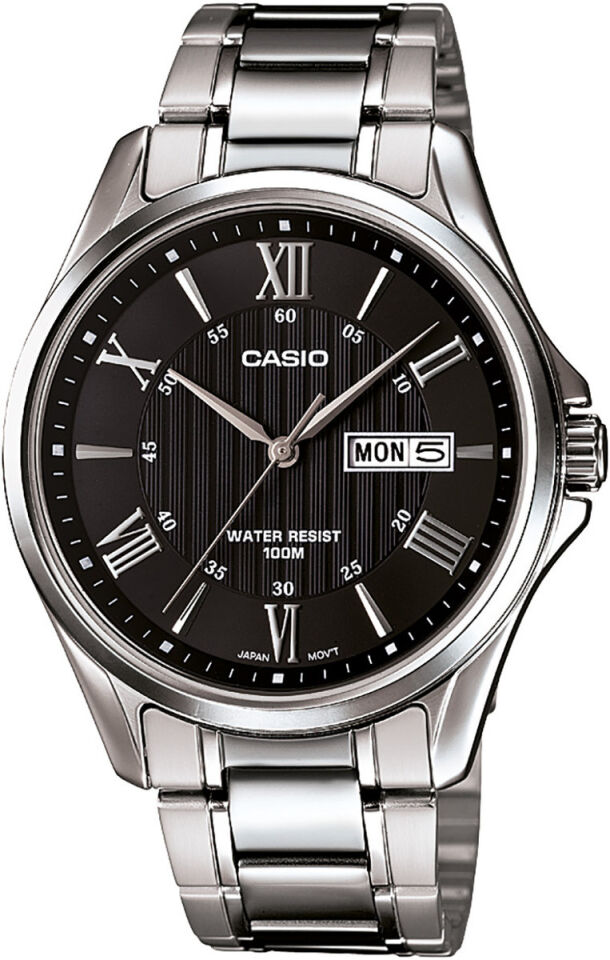 Casio MTP-1384D-1AVDF Quartz Çelik Gri Siyah Kadran 10 ATM 41 mm Erkek Kol Saati