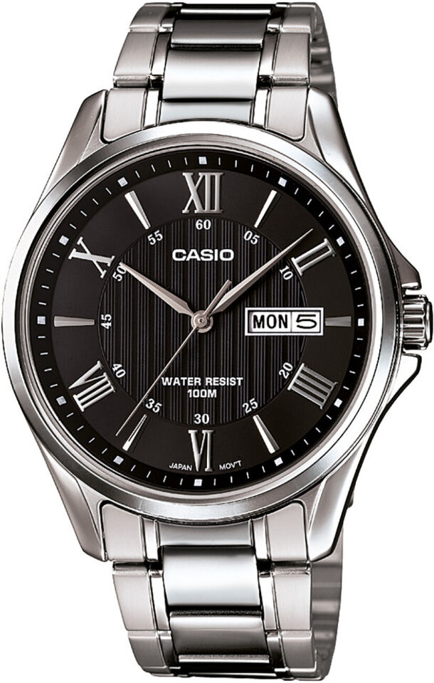 Casio MTP-1384D-1AVDF Quartz Çelik Gri Siyah Kadran 10 ATM 41 mm Erkek Kol Saati