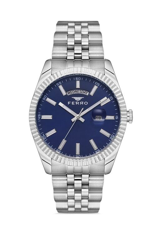 Ferro Gümüş Çelik Kordon Erkek Kol Saati F11247A-A3 3 ATM Su Geçirmez 2 Yıl Garantili Hediye Paketli