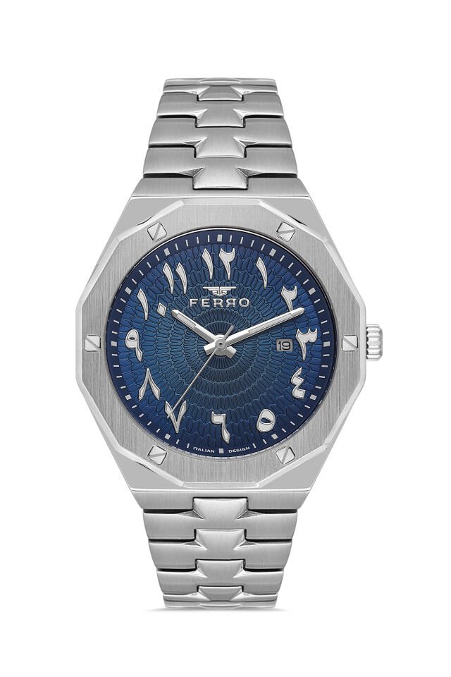 Ferro Gümüş Çelik Kordon Erkek Kol Saati FM43016A-A Tüm Fonksiyonlar Aktif 3 ATM Su Geçirmez